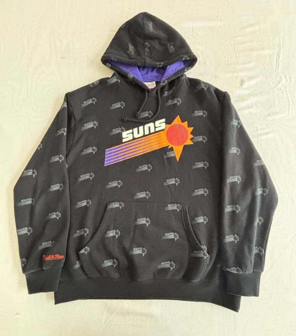 Mitchell & Ness Phoenix Suns Hoodie Size L Black All-Over Print